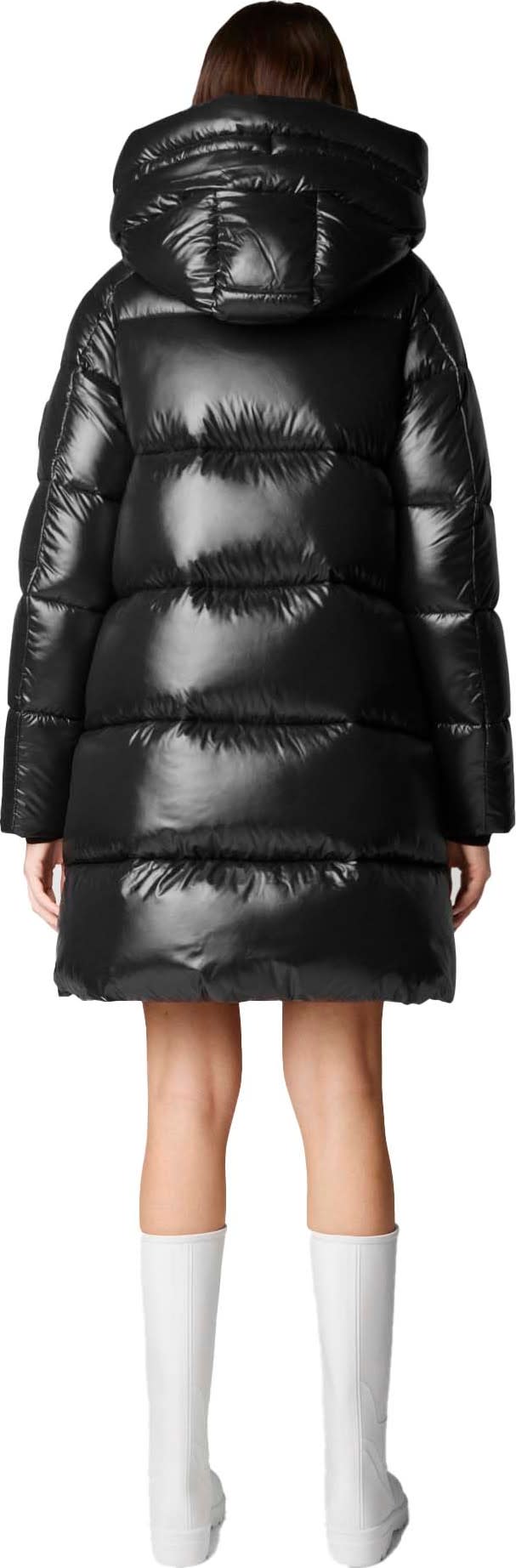 Save the Duck Women's Animal Free Long-Hooded Puffer Jacket Isabel Black Save the Duck Save the Duck Women's Animal Free Long-Hooded Puffer Jacket Isabel Black Save the Duck
