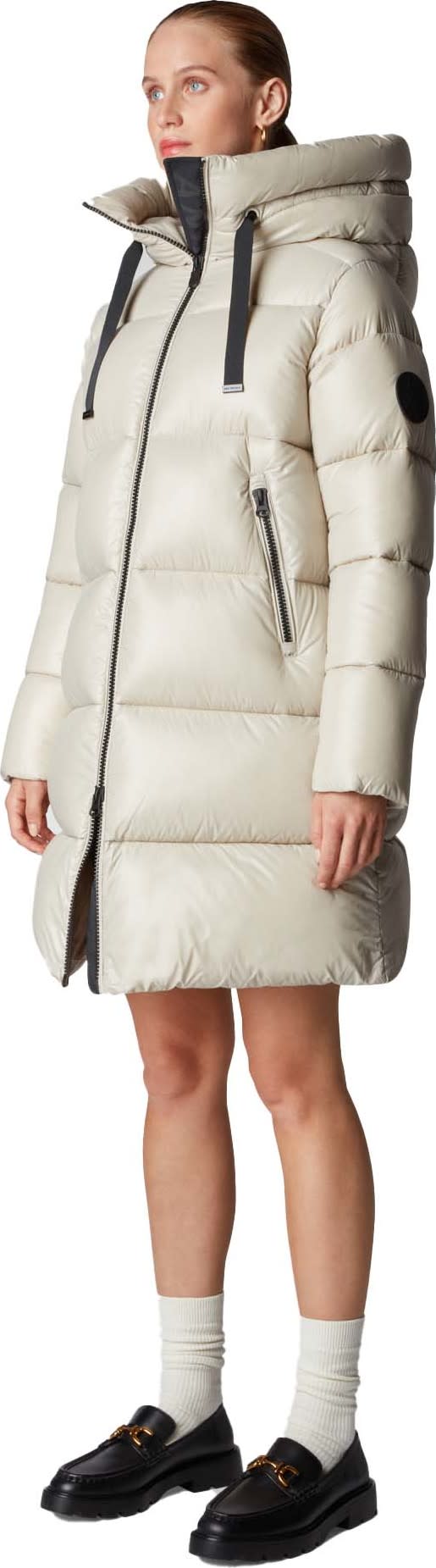 Save the Duck Women's Animal Free Long-Hooded Puffer Jacket Isabel Rainy Beige Save the Duck