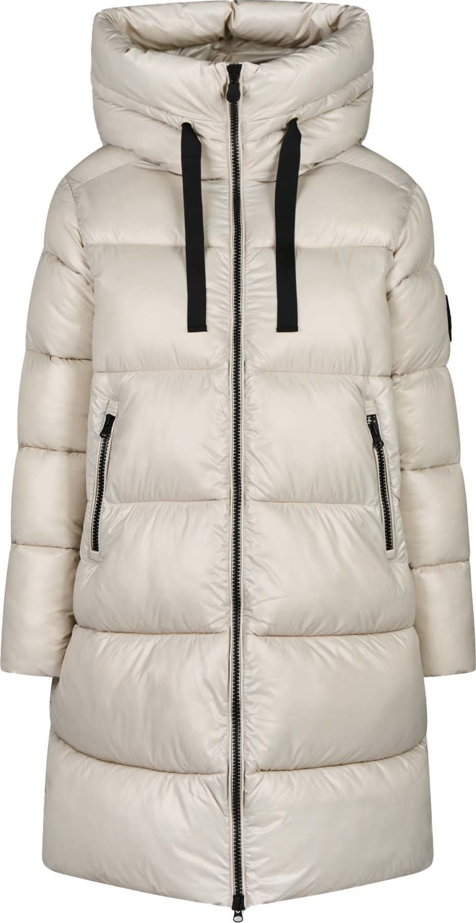 Save the Duck Women's Animal Free Long-Hooded Puffer Jacket Isabel Rainy Beige