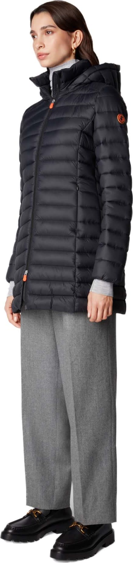 Save the Duck Women's Long Animal Free Puffer Jacket Carol Black Save the Duck