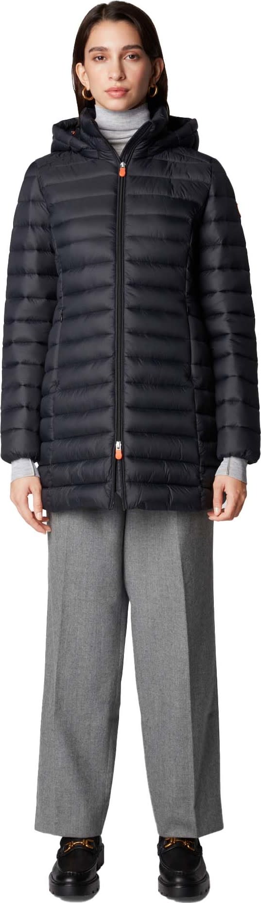 Save the Duck Women's Long Animal Free Puffer Jacket Carol Black Save the Duck