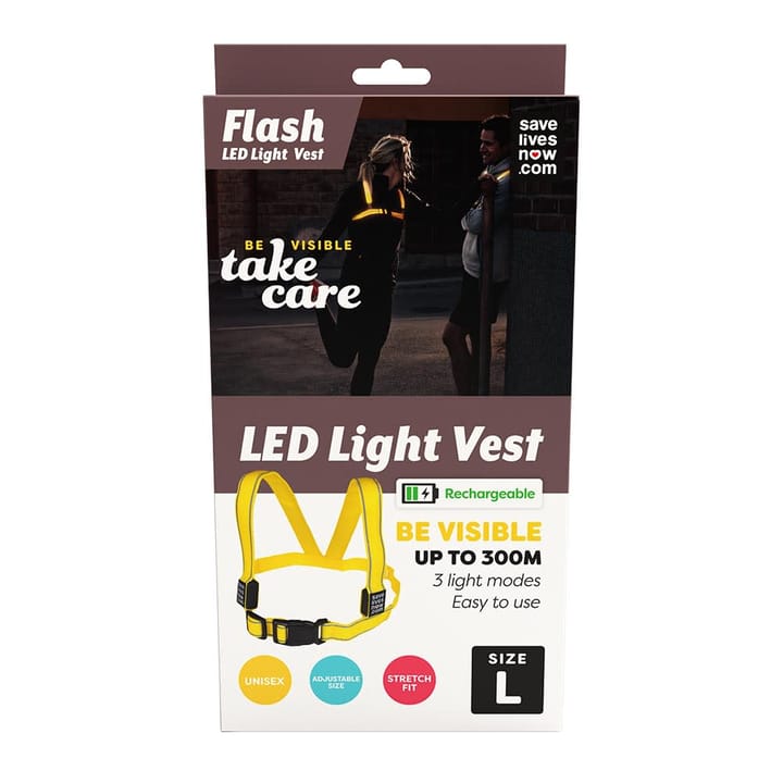 Flash Led Light Vest Rechargeable Yellow Save Lives Now