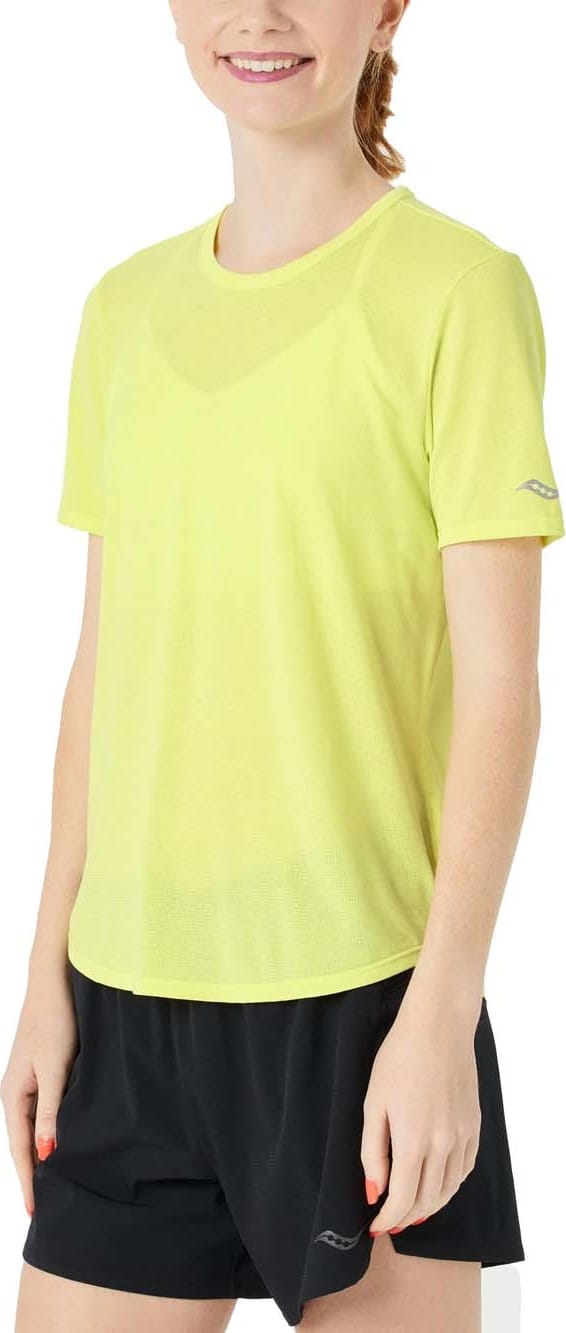 Saucony Women's Stopwatch Short Sleeve Sunny Lime Heather Saucony
