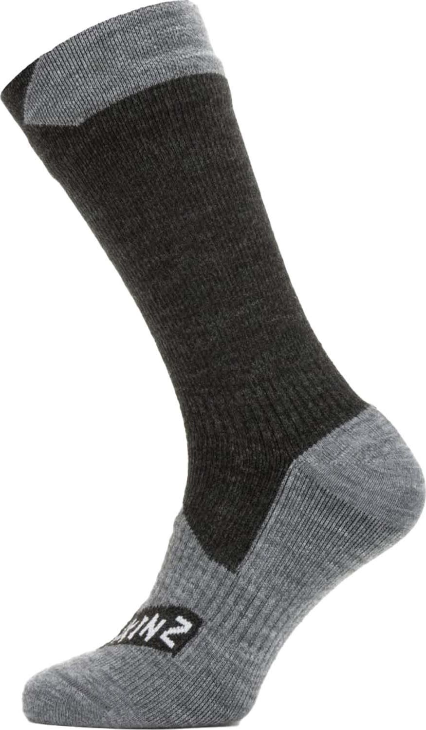 Sealskinz Raynham Waterproof All Weather Mid Length Sock Black/Dark Grey Marl Friluftssokker S (36-38)