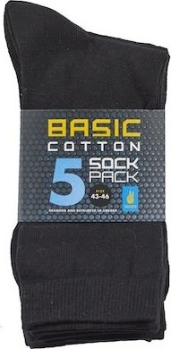 Seger Basic Cotton Sock 5-pack Black