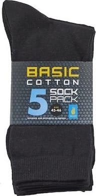 Basic Cotton Sock 5-pack Black Seger