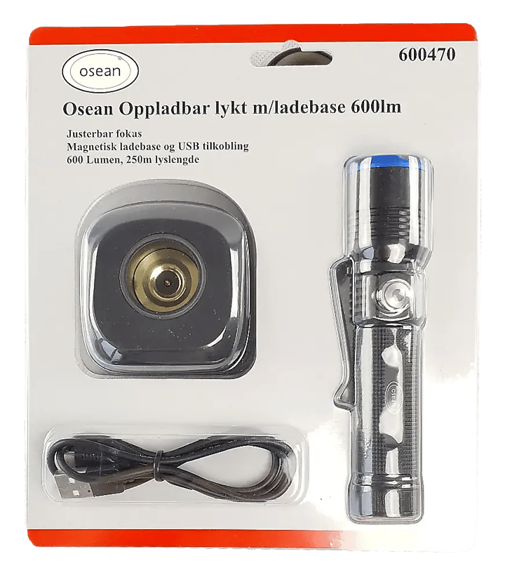 Osean Osean Oppladbar Lykt M/Ladebase 600 Lumen Osean
