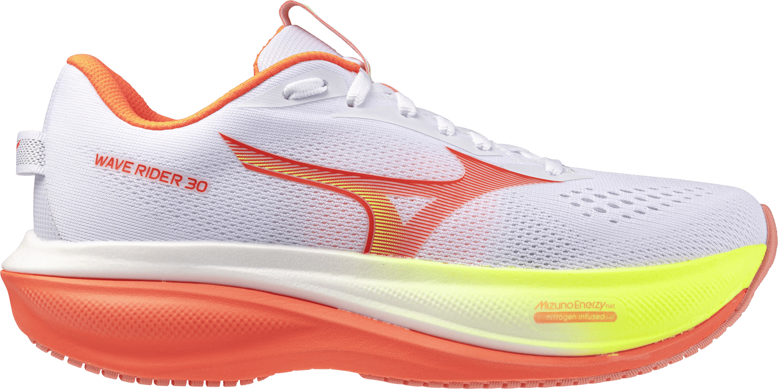 Mizuno Women´s Wave Rider 30 White/lava Orange/lime Pulp