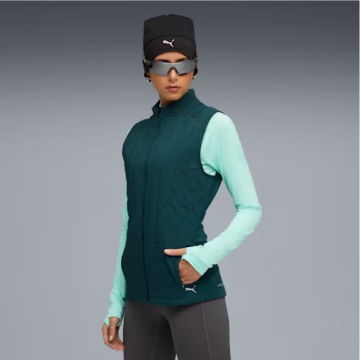 Puma W Run Cloudspun Warmlbl Vest Green Terrain Puma