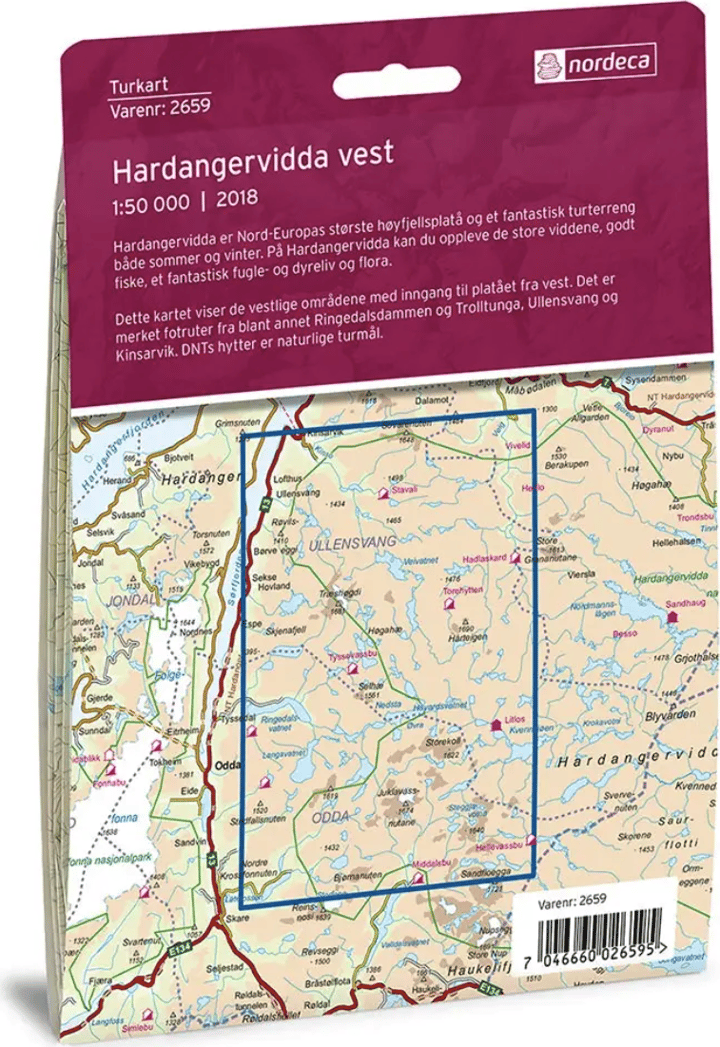 Nordeca Turkart Hardangervidda vest 1:50 000 Turkart Nordeca