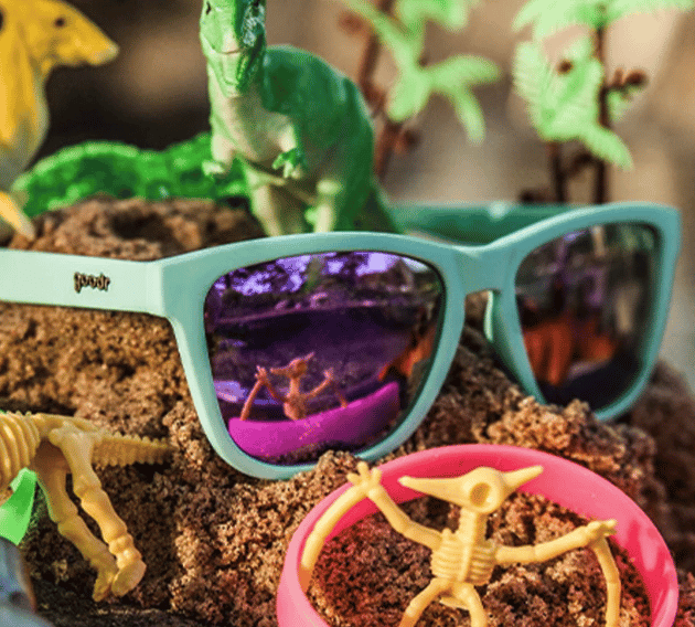 Goodr Sunglasses Electric Dinotopia Carnival Turquoise Goodr Sunglasses