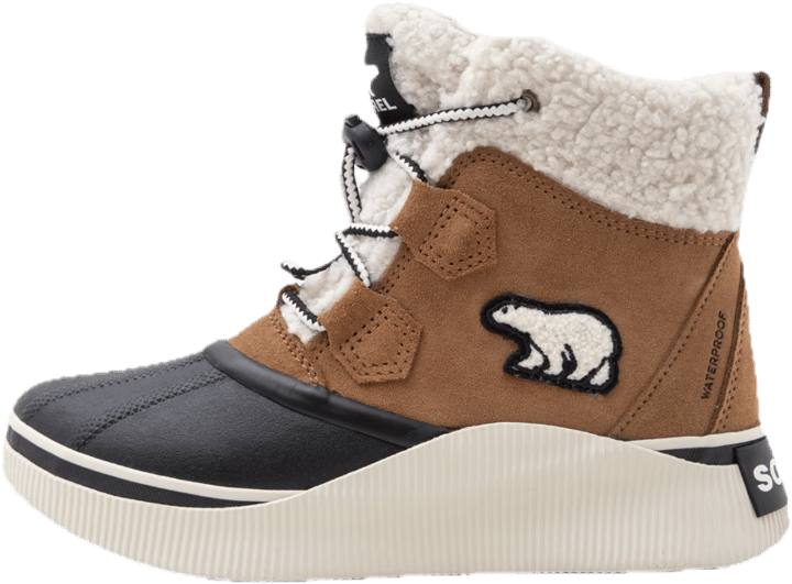 Sorel Big Kids Out N About Iv Chillz Wp Taffy Leather, Black Sorel