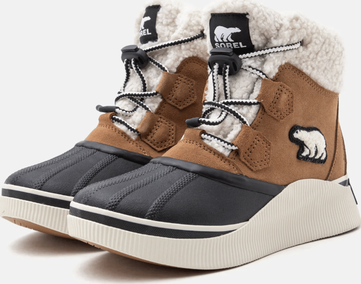 Sorel Big Kids Out N About Iv Chillz Wp Taffy Leather, Black Sorel
