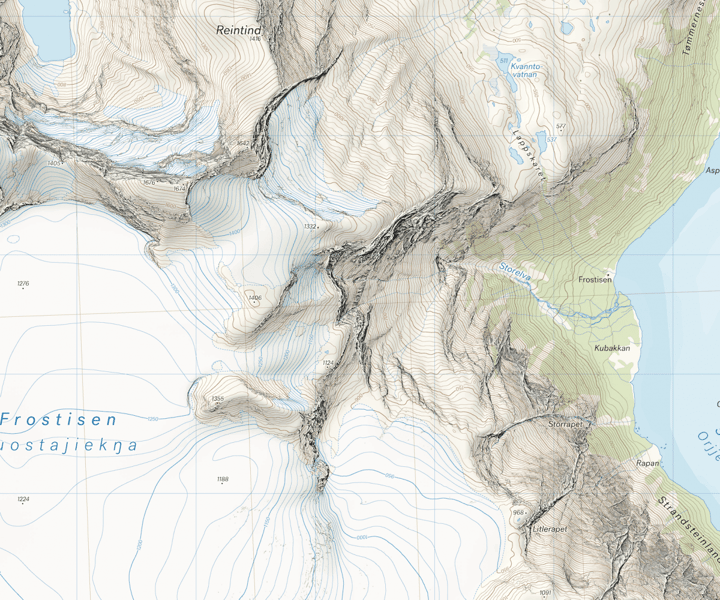 Calazo förlag Narvik: Frostisen & Nuorjjovárri 1:25 000 Alpine map Calazo förlag