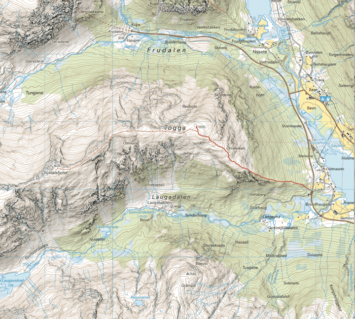 Calazo förlag Sogndal: Togga & Frudalshesten 1:25 000 Alpine map Calazo förlag