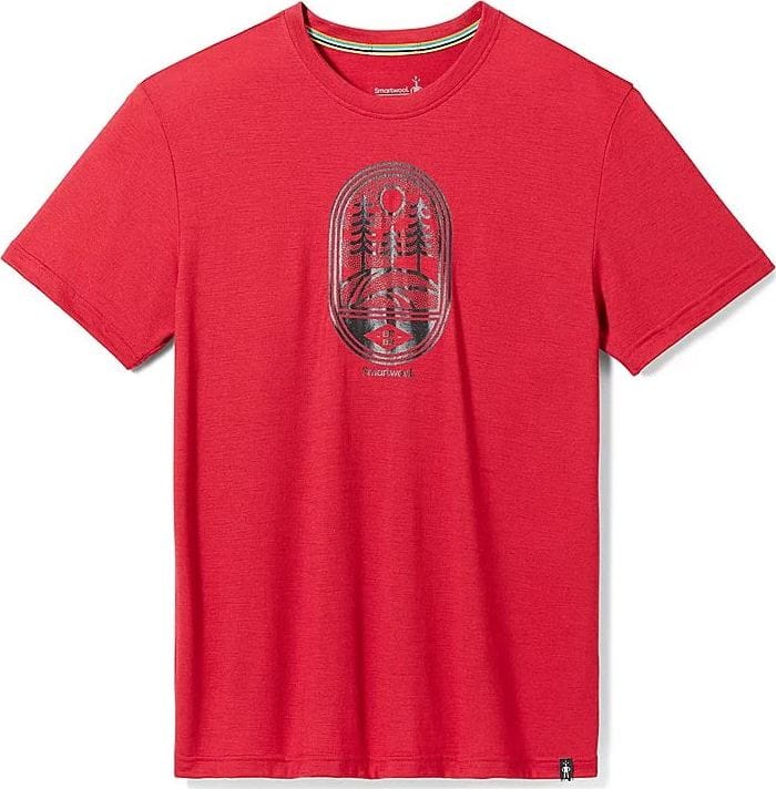 Unisex Mountain Trail Graphic Short Sleeve Tee Slim Fit Rhythmic Red Smartwool