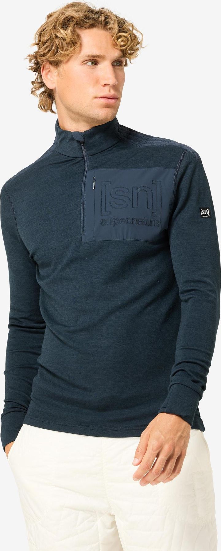 super.natural Men´s Shoulder Guard 1/4 Zip Blueberry super.natural