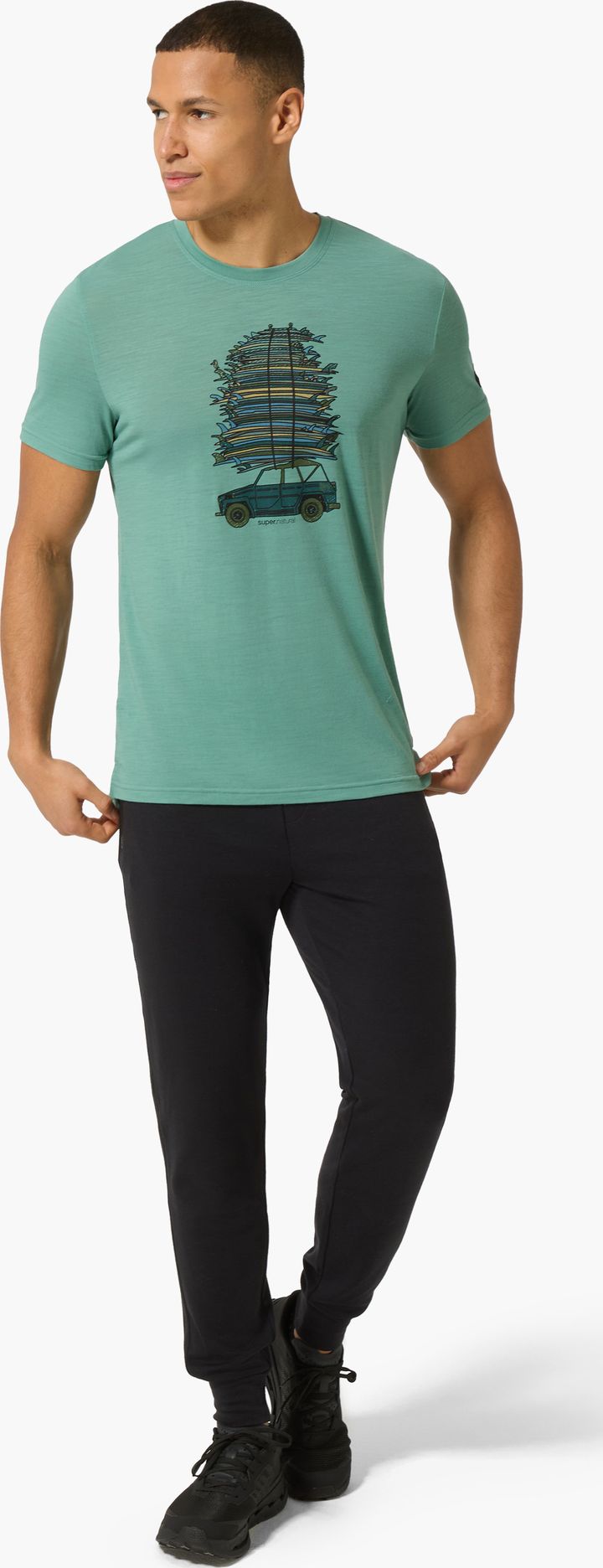 super.natural Men's Surf Trip Tee Lagoon Green/various super.natural