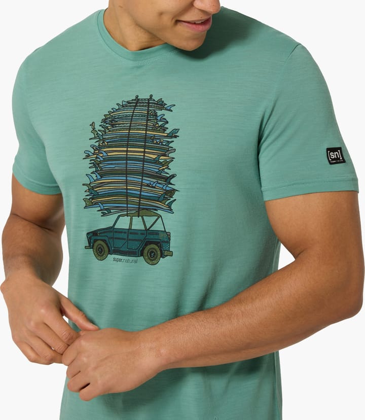 super.natural Men's Surf Trip Tee Lagoon Green/various super.natural