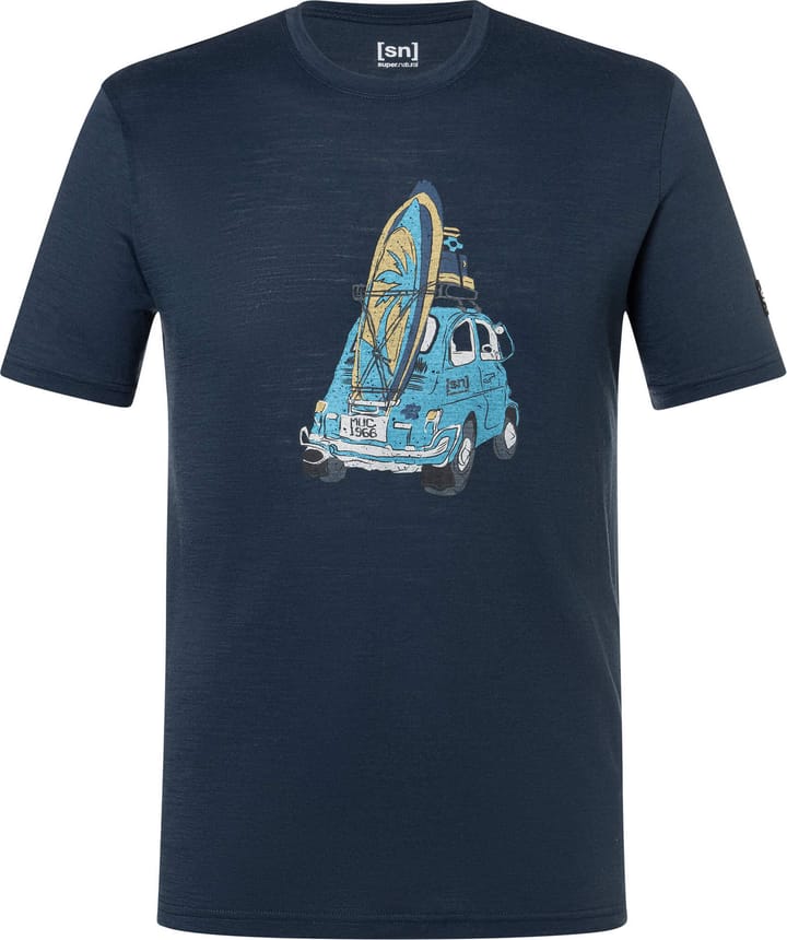 super.natural Men's Carsurf Tee Blueberry/various super.natural