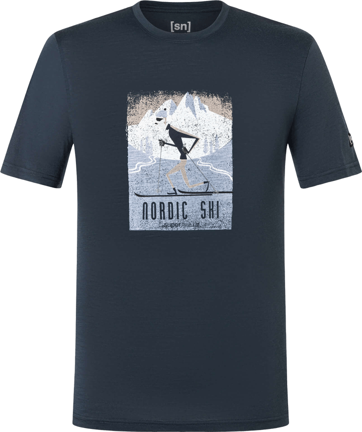 super.natural Men´s Nordic Ski Tee Blueberry/various super.natural