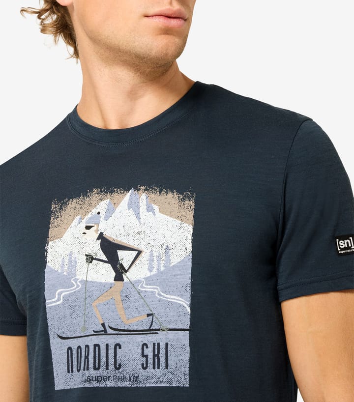 super.natural Men´s Nordic Ski Tee Blueberry/various super.natural