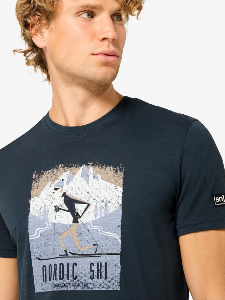 super.natural Men´s Nordic Ski Tee Blueberry/various super.natural