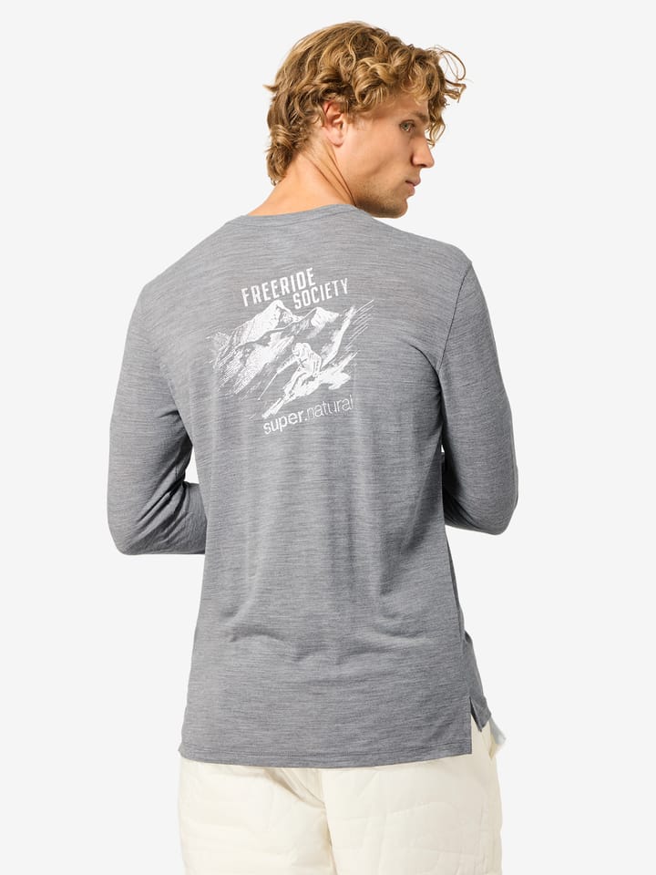super.natural Men's Freeride Society Long Sleeve Cashmere Grey Melange/various super.natural