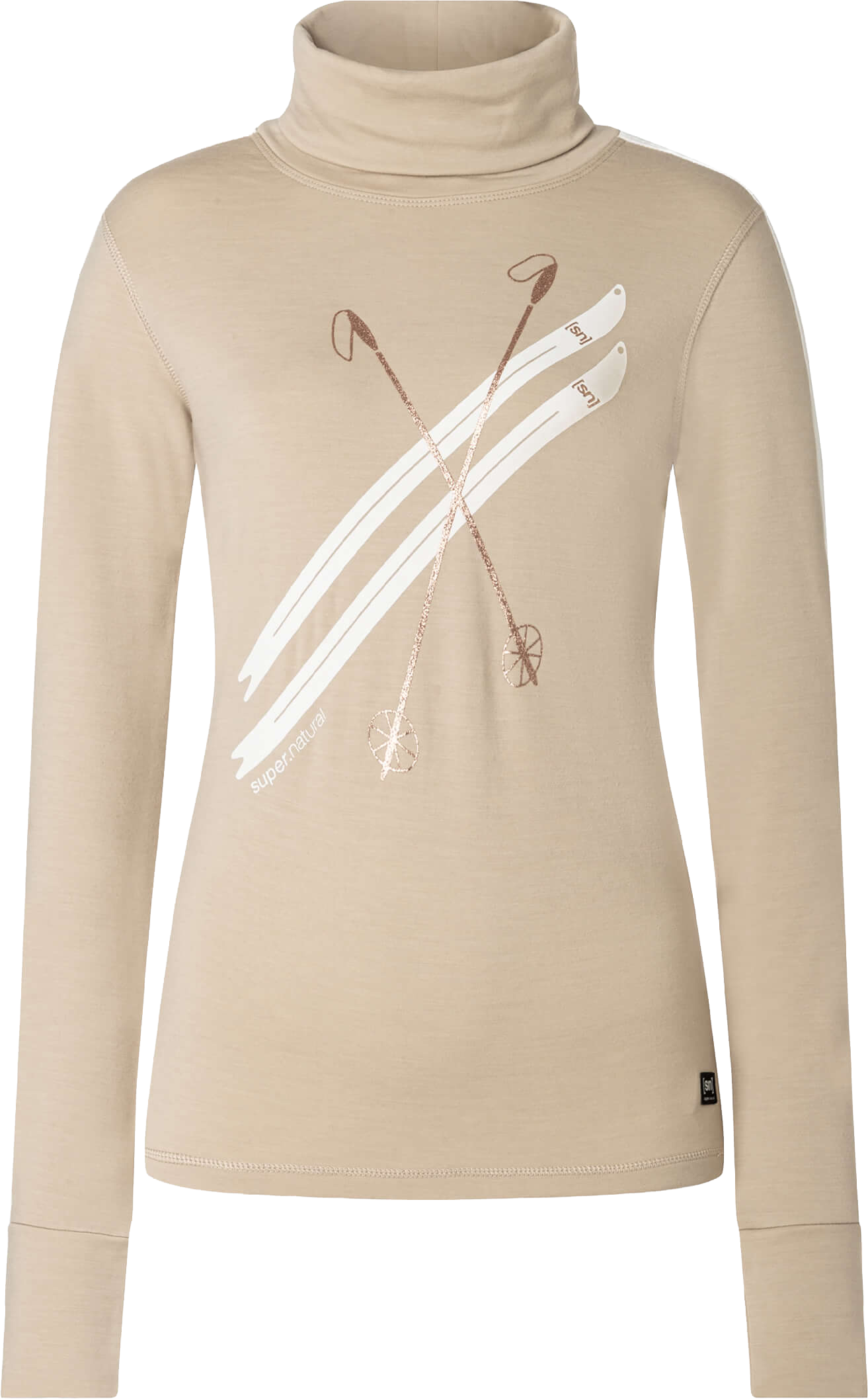 SuperNatural Women´s Kryssede Ski Roll Neck W. Pepper/f. White/mountain Trail Gl/f. White tröjor dam