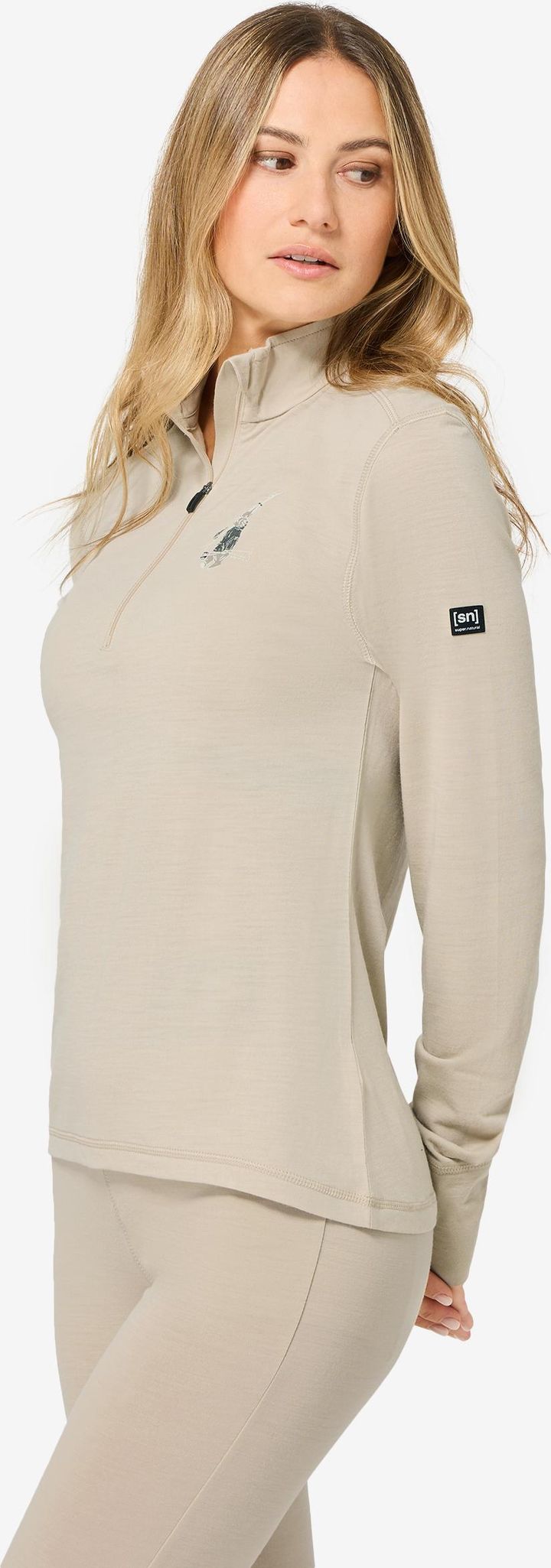 super.natural Women´s Tundra175 Zip 1/4 Bunny White Pepper/various super.natural