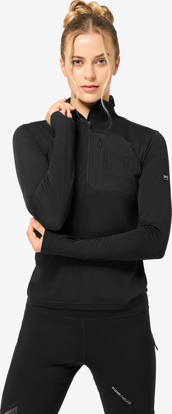 super.natural Women´s Sierra140 Pocket Zip 1/4 Jet Black super.natural
