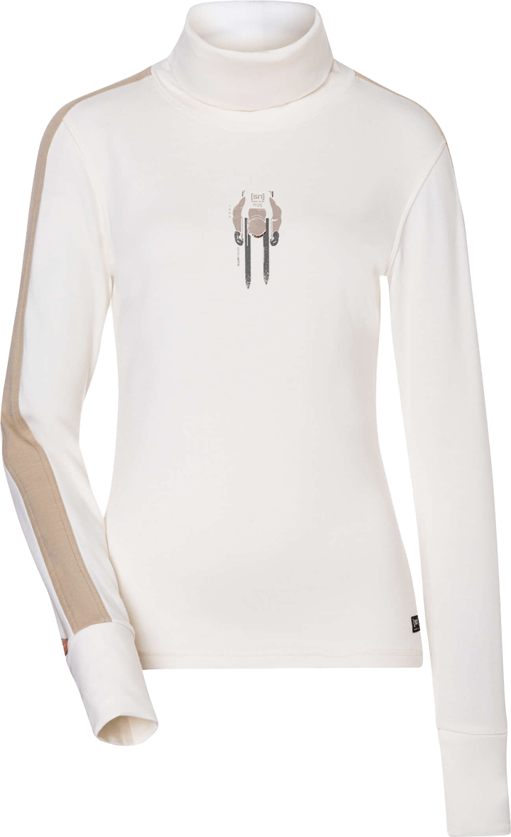 super.natural Women´s Racing Team Roll Neck Fresh White/w. Pepper/various super.natural