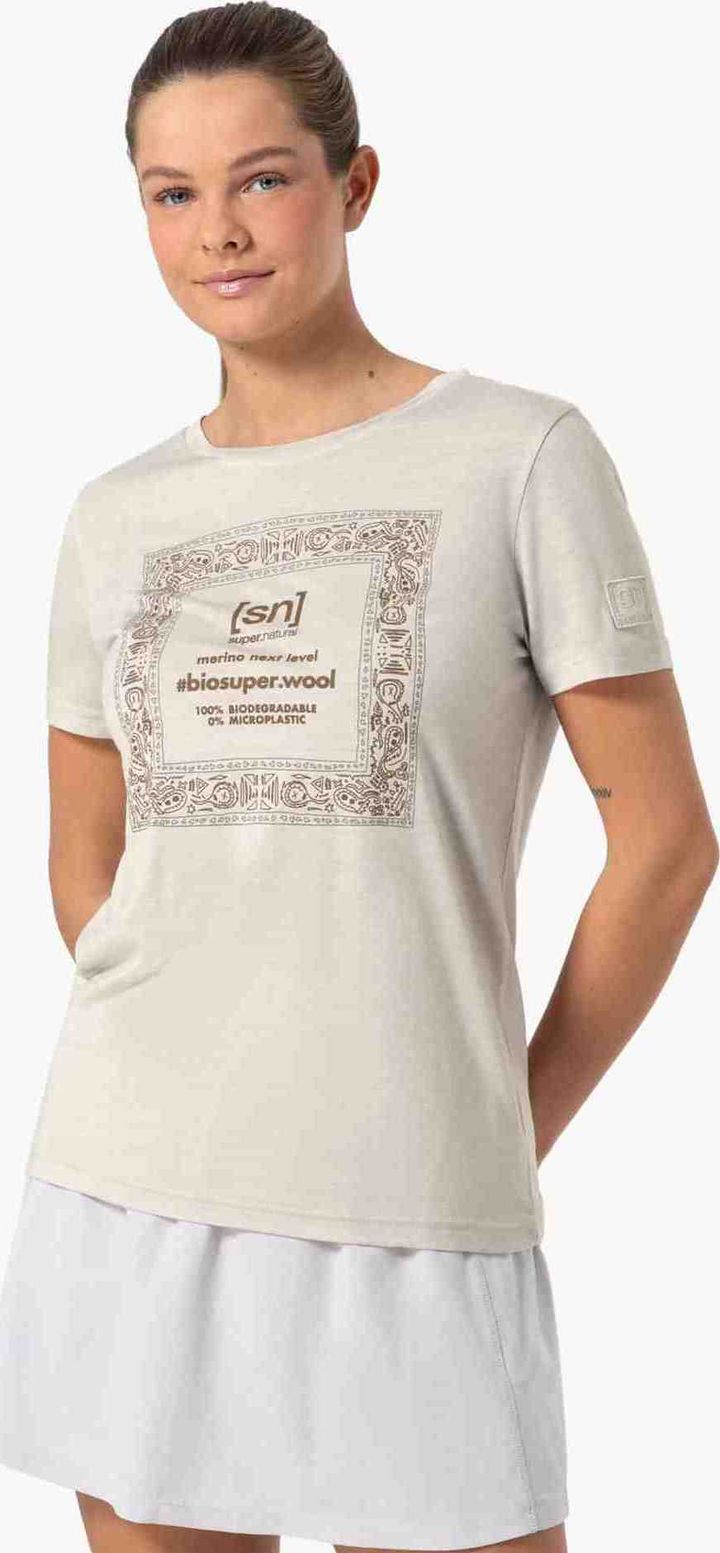 super.natural Women's Bandana Bio J Tee White Stone Melange/vintage Khaki Melange/kangaroo super.natural