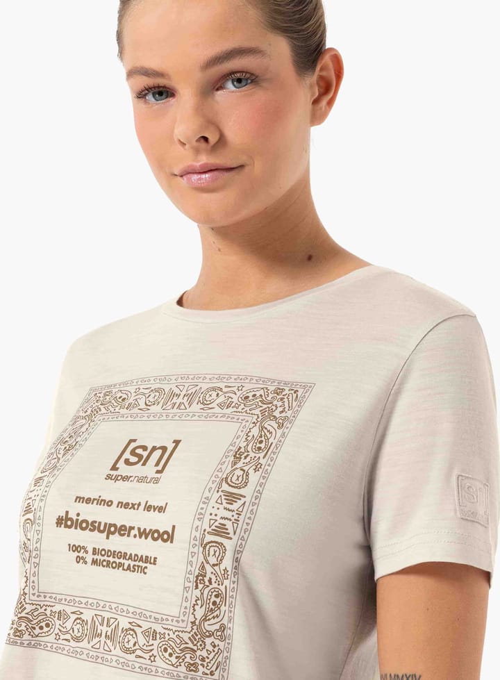 super.natural Women's Bandana Bio J Tee White Stone Melange/vintage Khaki Melange/kangaroo super.natural