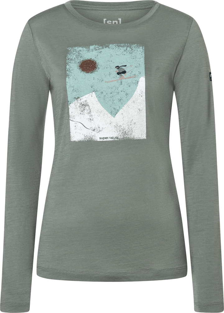 super.natural Women´s Ski Jump Long Sleeve Eucalyptus/various super.natural