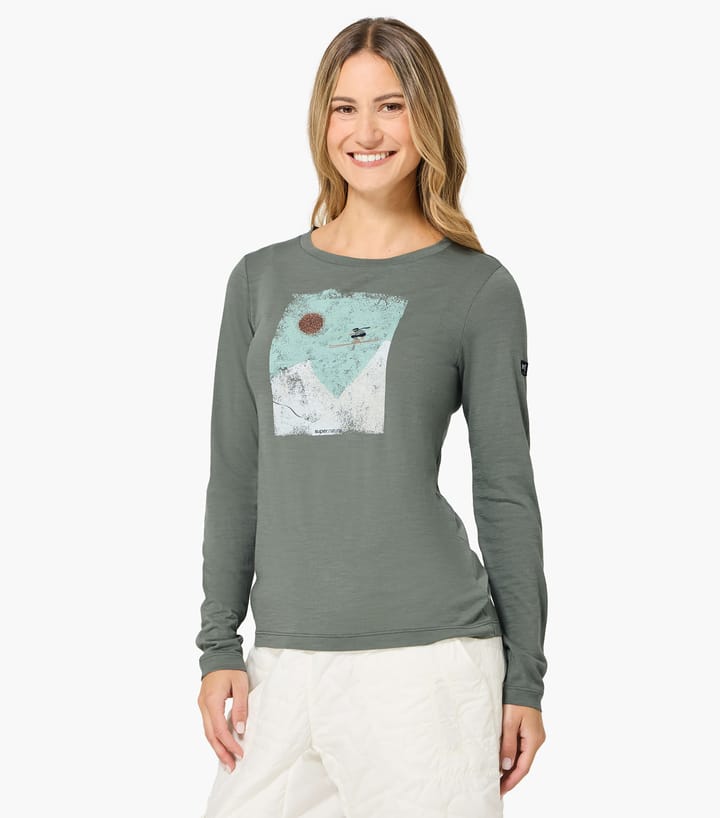 super.natural Women´s Ski Jump Long Sleeve Eucalyptus/various super.natural