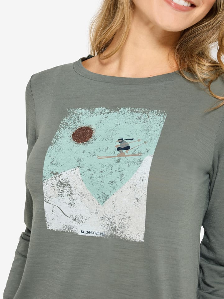 super.natural Women´s Ski Jump Long Sleeve Eucalyptus/various super.natural