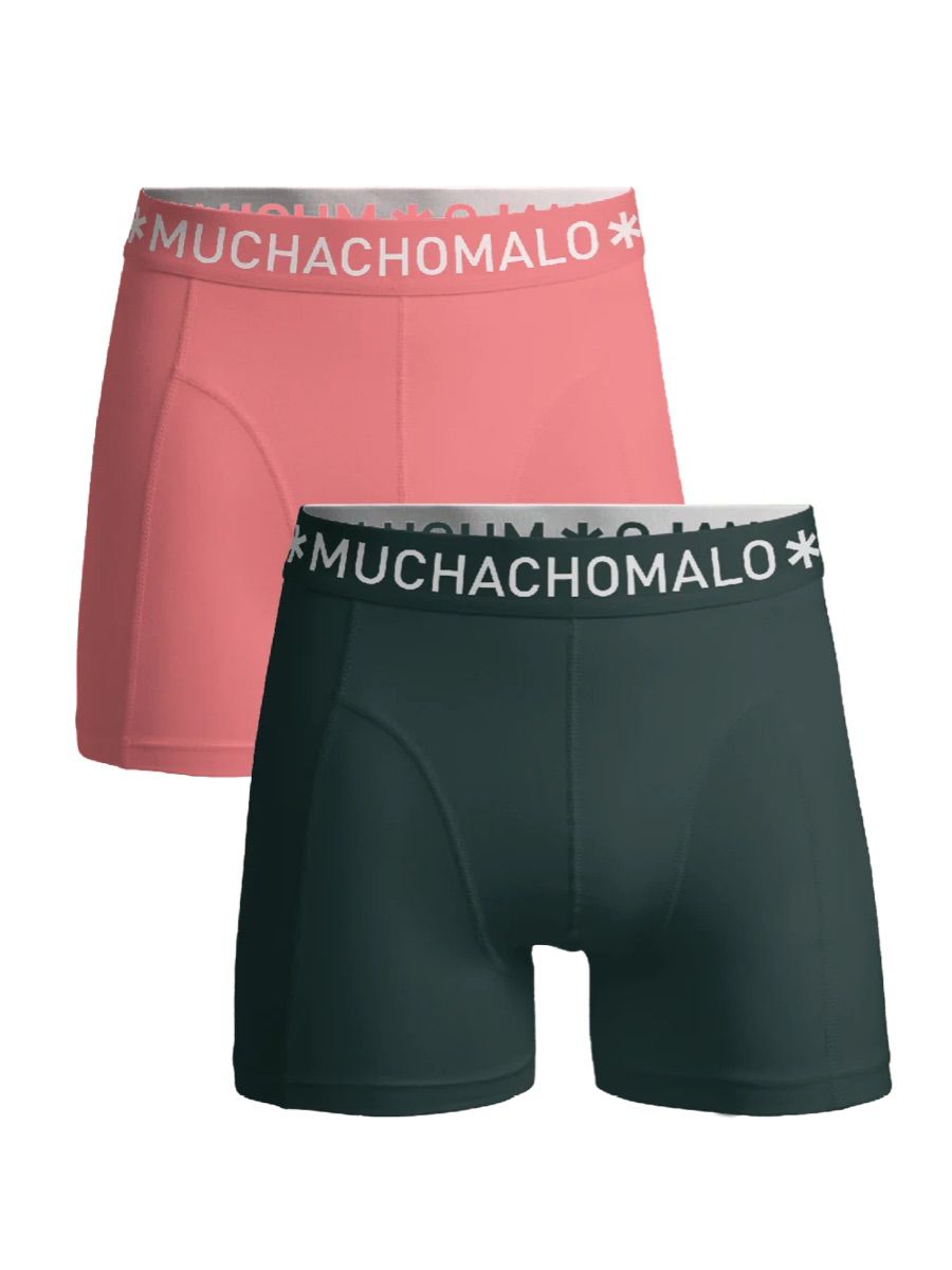 Muchachomalo 1010 Solid Boxer 2pk Green/pink