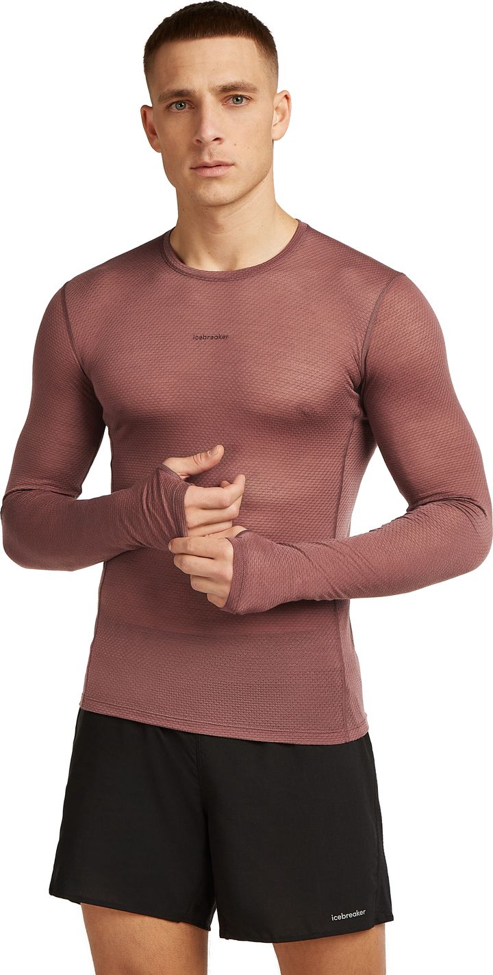 Icebreaker Men's Merino 75 Cool-Lite Featherlight Longleeve Crewe Carob Icebreaker
