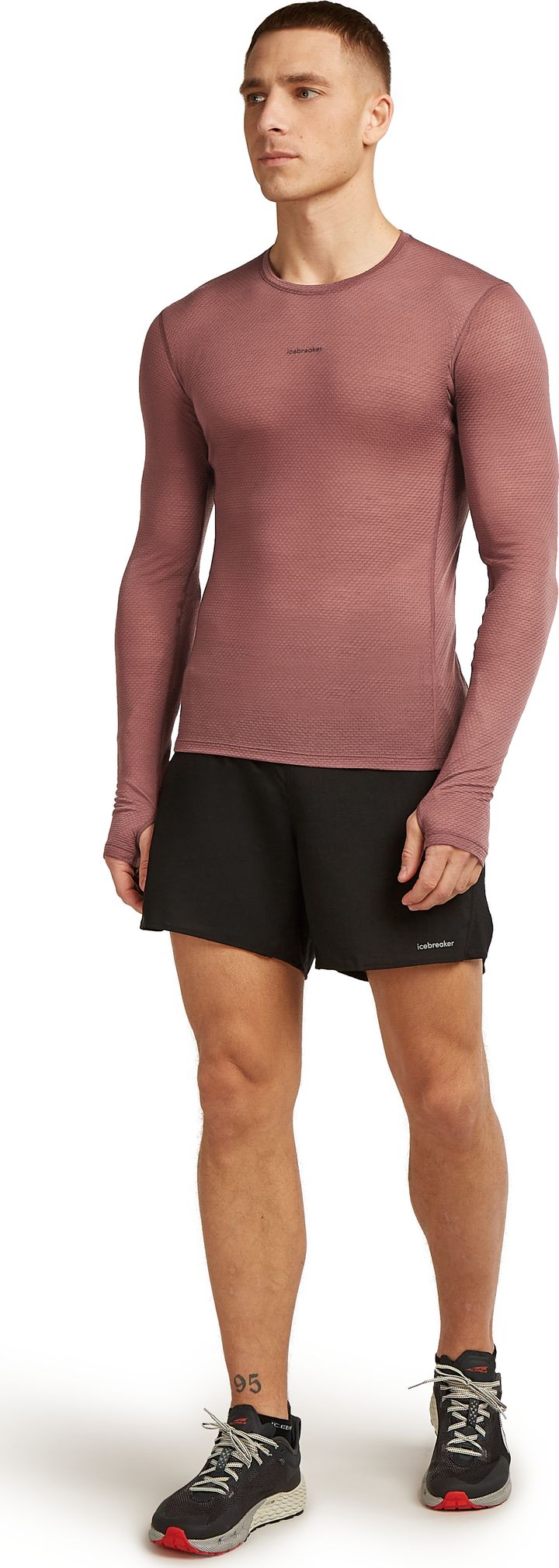 Icebreaker Men's Merino 75 Cool-Lite Featherlight Longleeve Crewe Carob Icebreaker