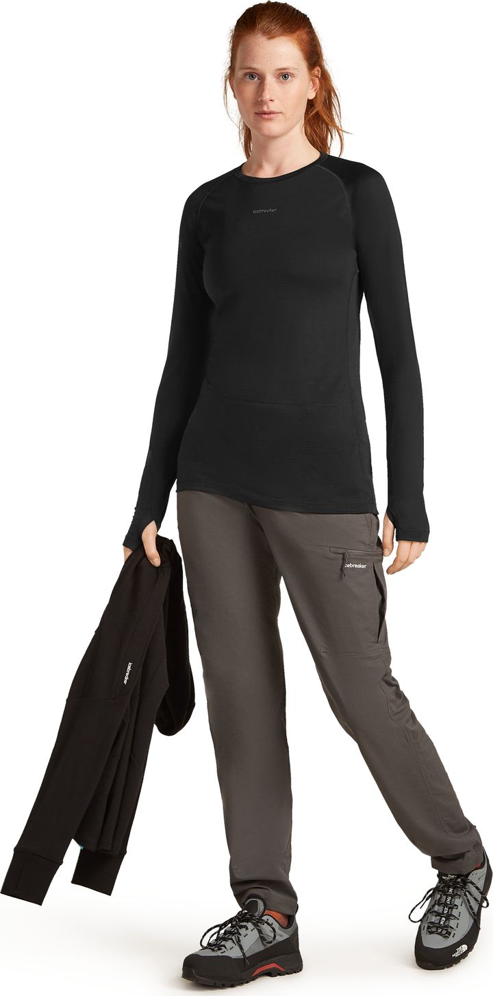 Icebreaker Women's Merino 125 Zoneknit Longsleeve Crewe Black Icebreaker
