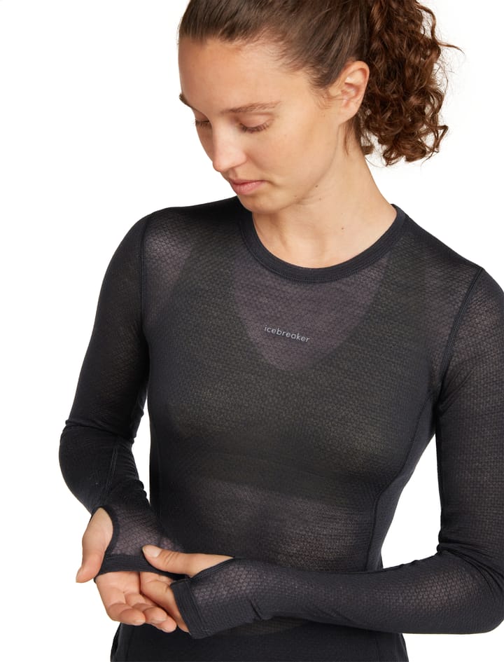 Icebreaker Women's Merino 75 Cool-Lite Featherlight Longleeve Crewe Black Icebreaker