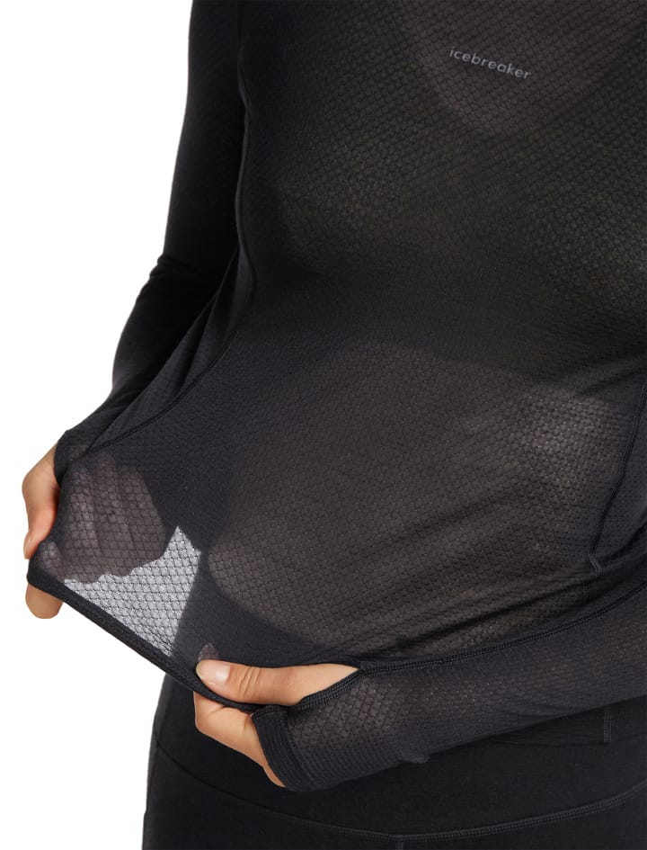 Icebreaker Women's Merino 75 Cool-Lite Featherlight Longleeve Crewe Black Icebreaker