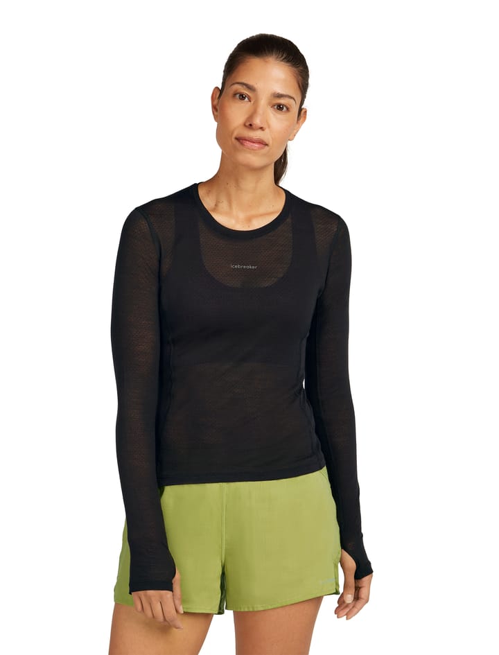 Icebreaker Women's Merino 75 Cool-Lite Featherlight Longleeve Crewe Black Icebreaker