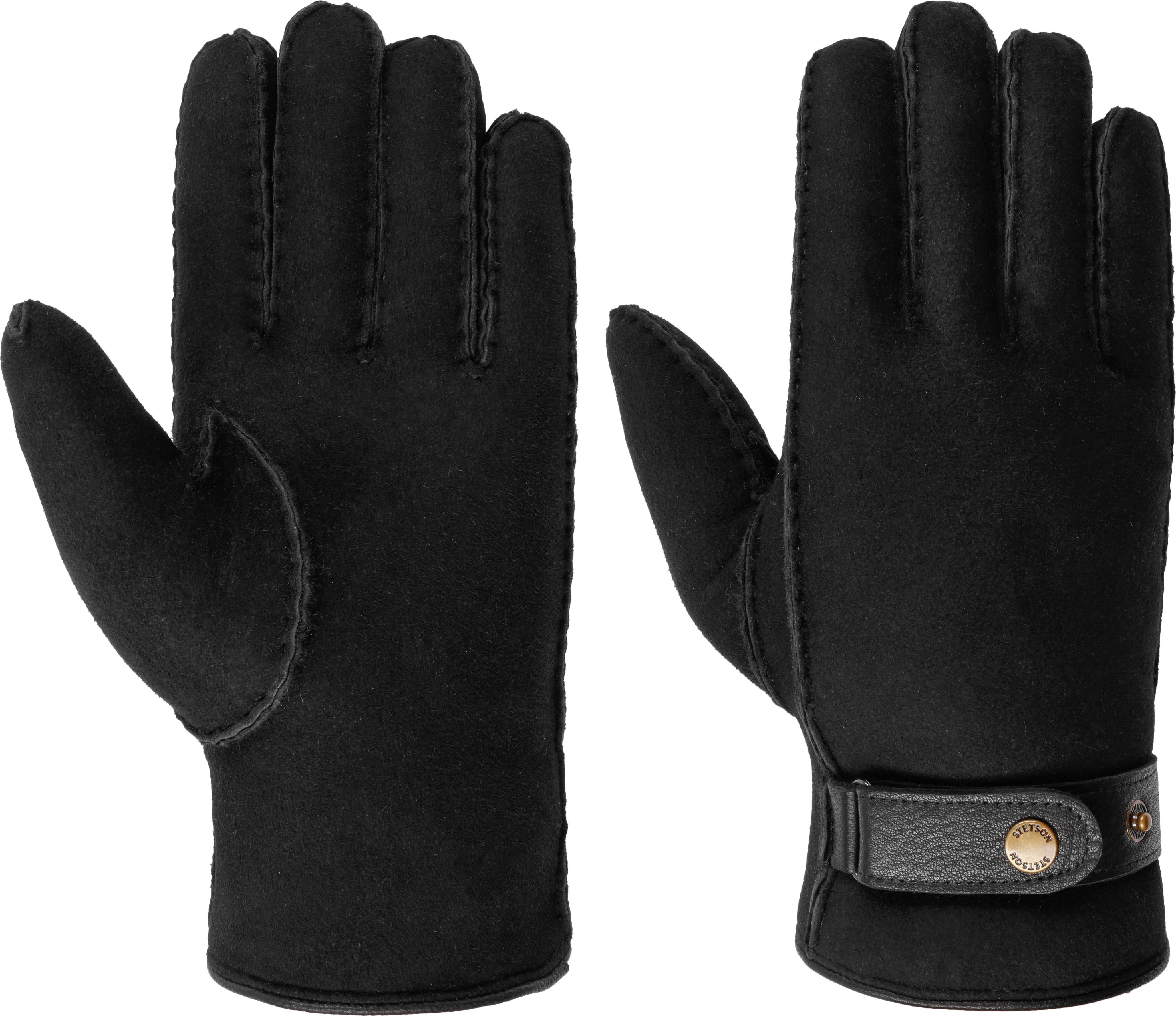 Stetson Men’s Gloves Lambfur/Deerskin Black