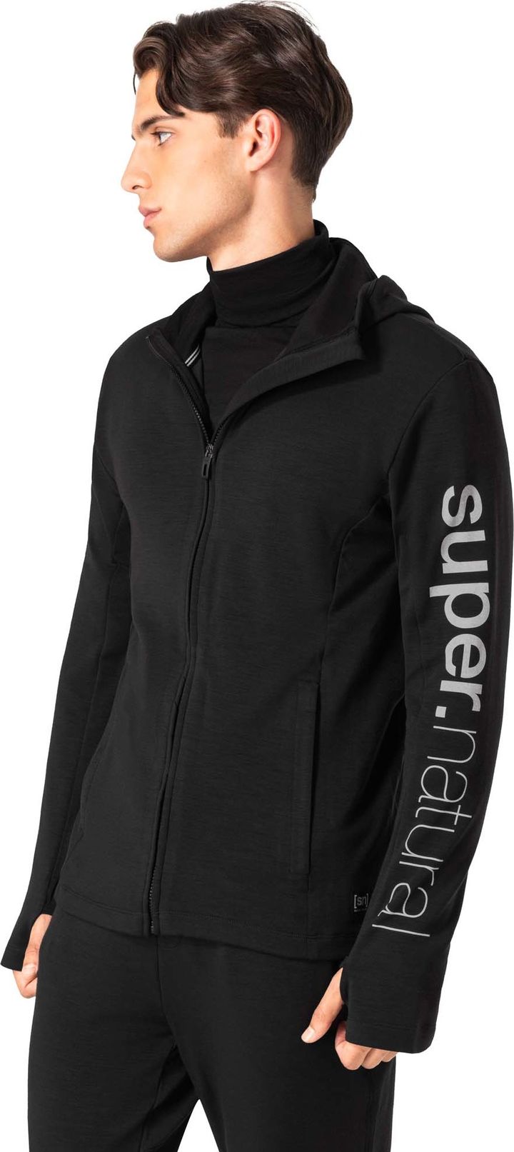 super.natural Men's Alpine Hooded Jacket Jet Black super.natural