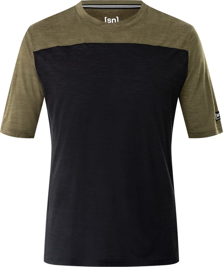 super.natural Men's Contrast Tee Jet Black Melange/Olive Night super.natural super.natural Men's Contrast Tee Jet Black Melange/Olive Night super.natural