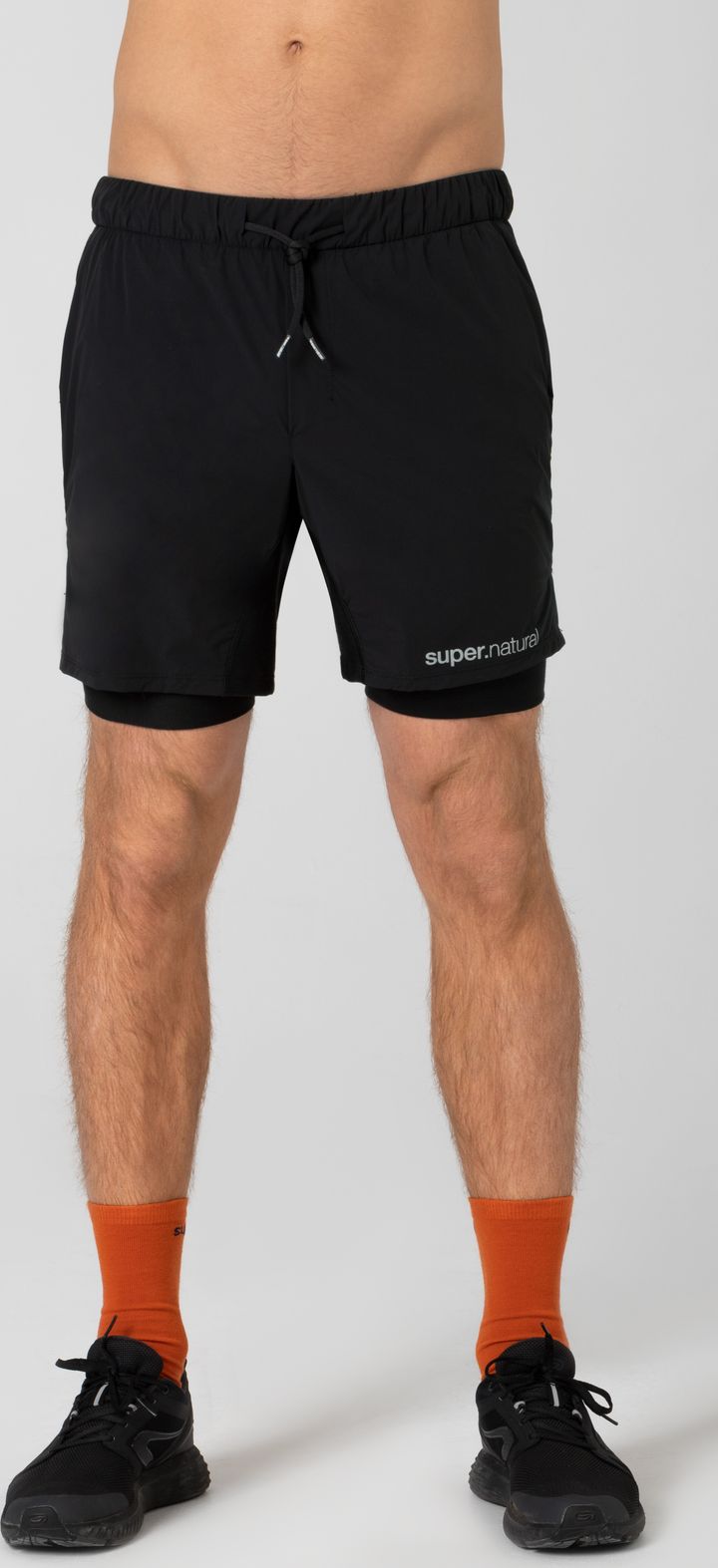 super.natural Men's Double Layer Shorts Jet Black super.natural