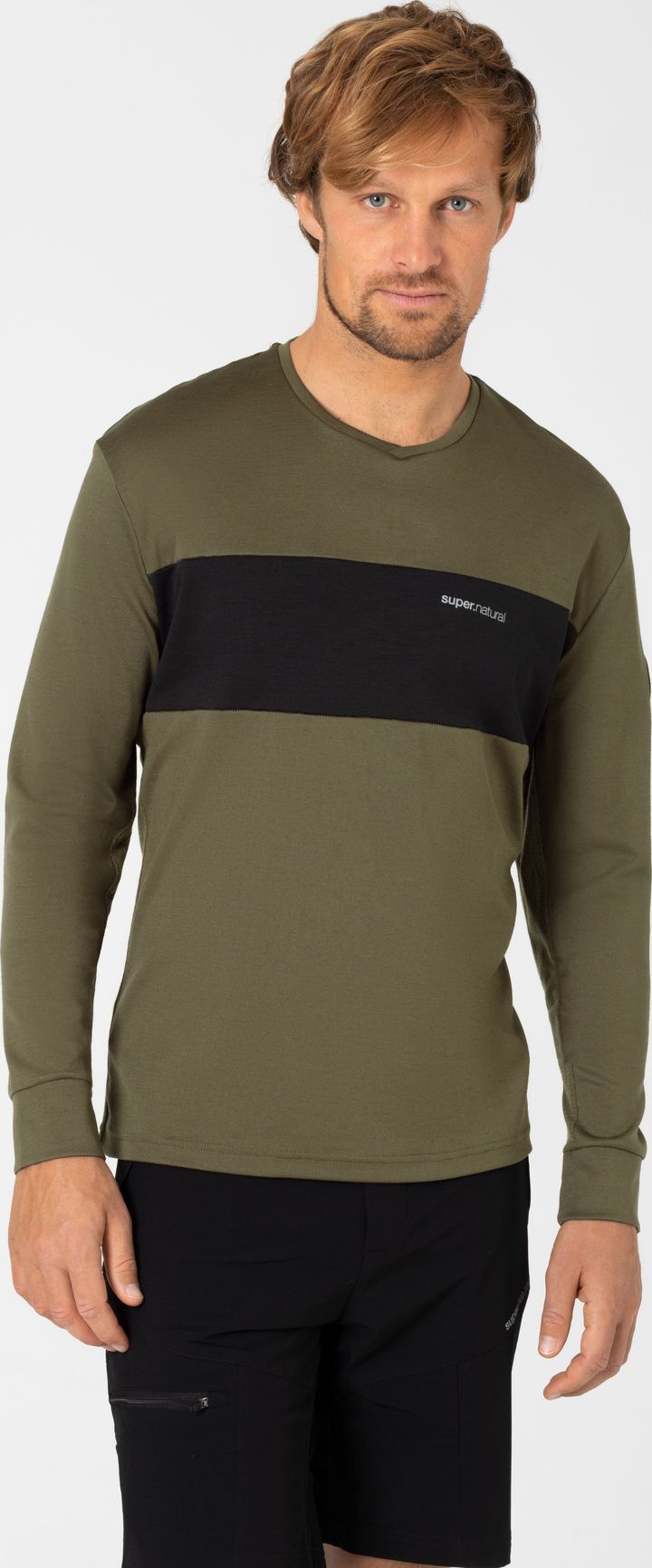 super.natural Men's Gravier Long Sleeve Olive Night/Jet Black super.natural