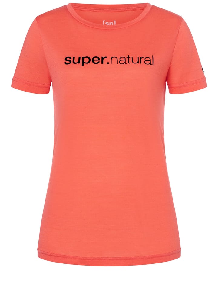 super.natural Women's 3D Signature Tee Living Coral/Jet Black super.natural